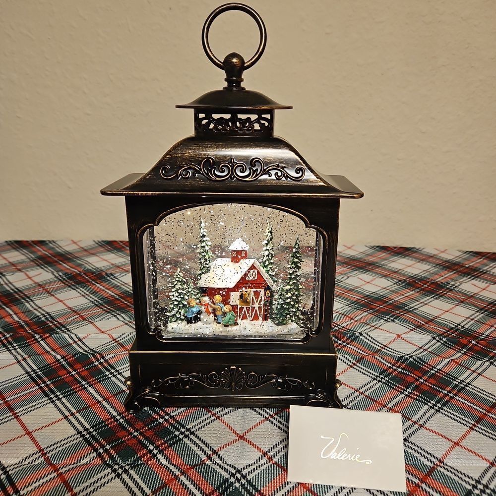 Valerie Parr Hill Decorative Horse Barn Snow Globe Lantern Table Accent